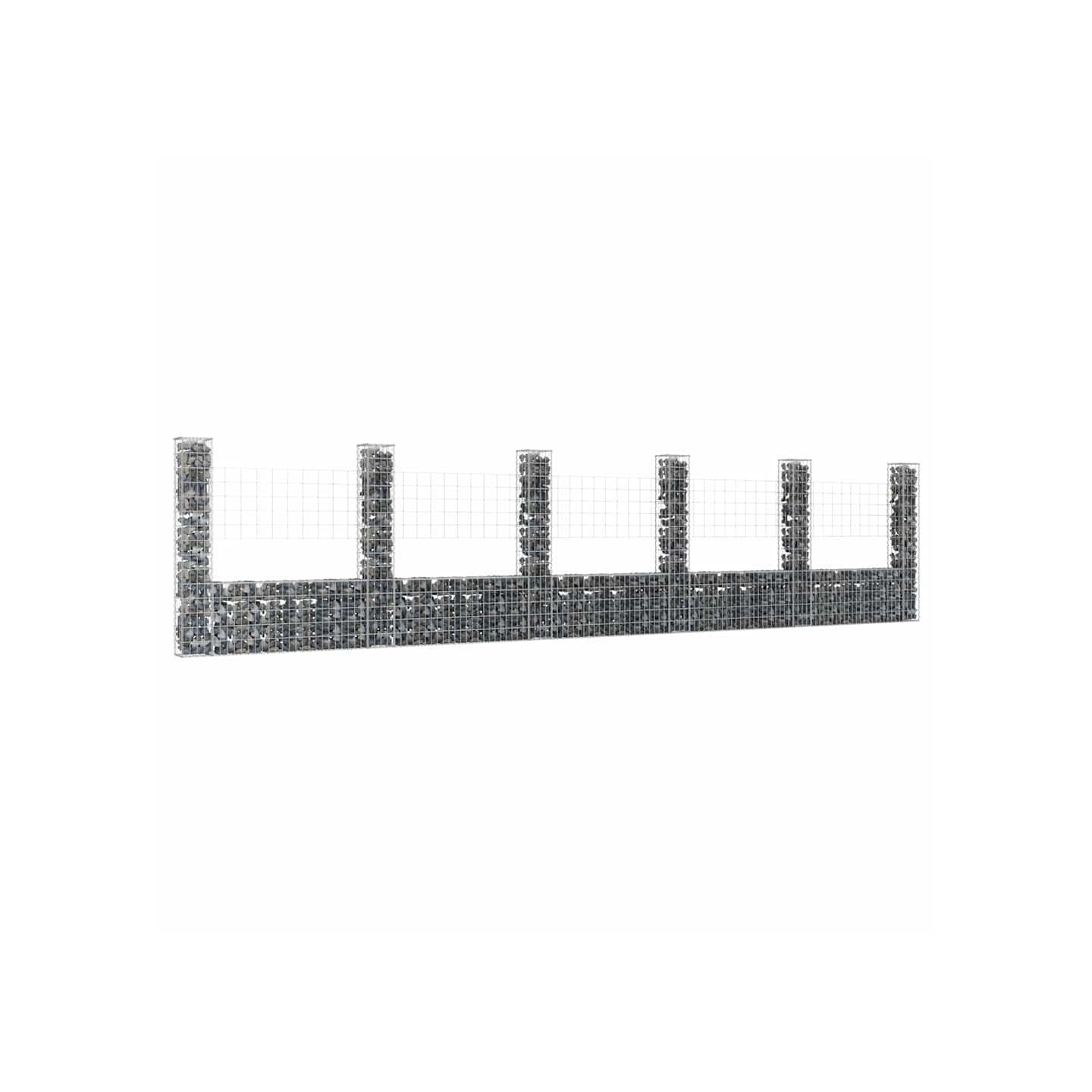 Panier de gabion en forme de U avec 6 poteaux Fer 620x20x150 cm