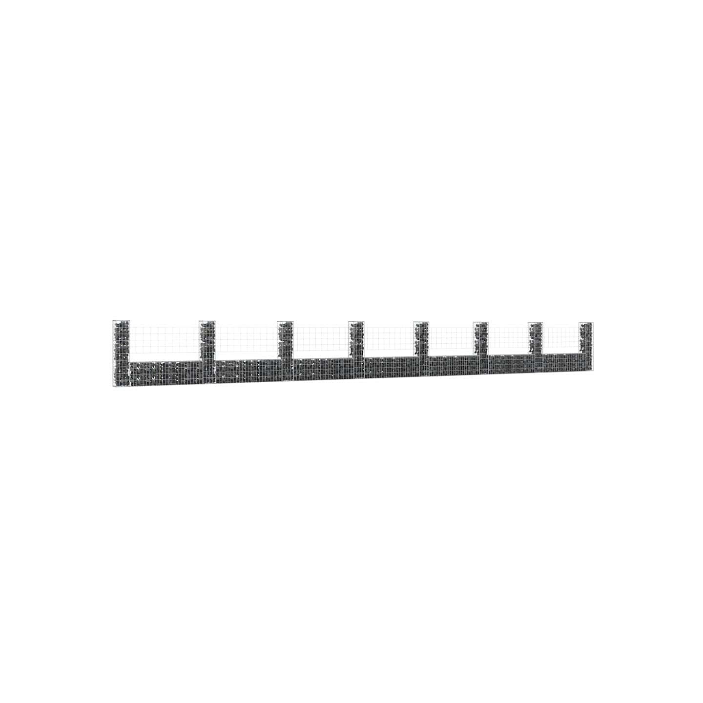 Panier de gabion en forme de U avec 8 poteaux Fer 860x20x100 cm