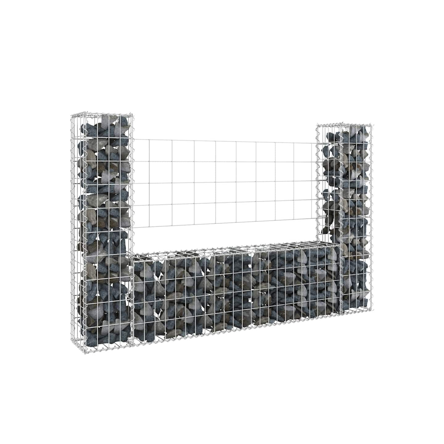Panier de gabion en forme de U avec 2 poteaux Fer 140x20x100 cm