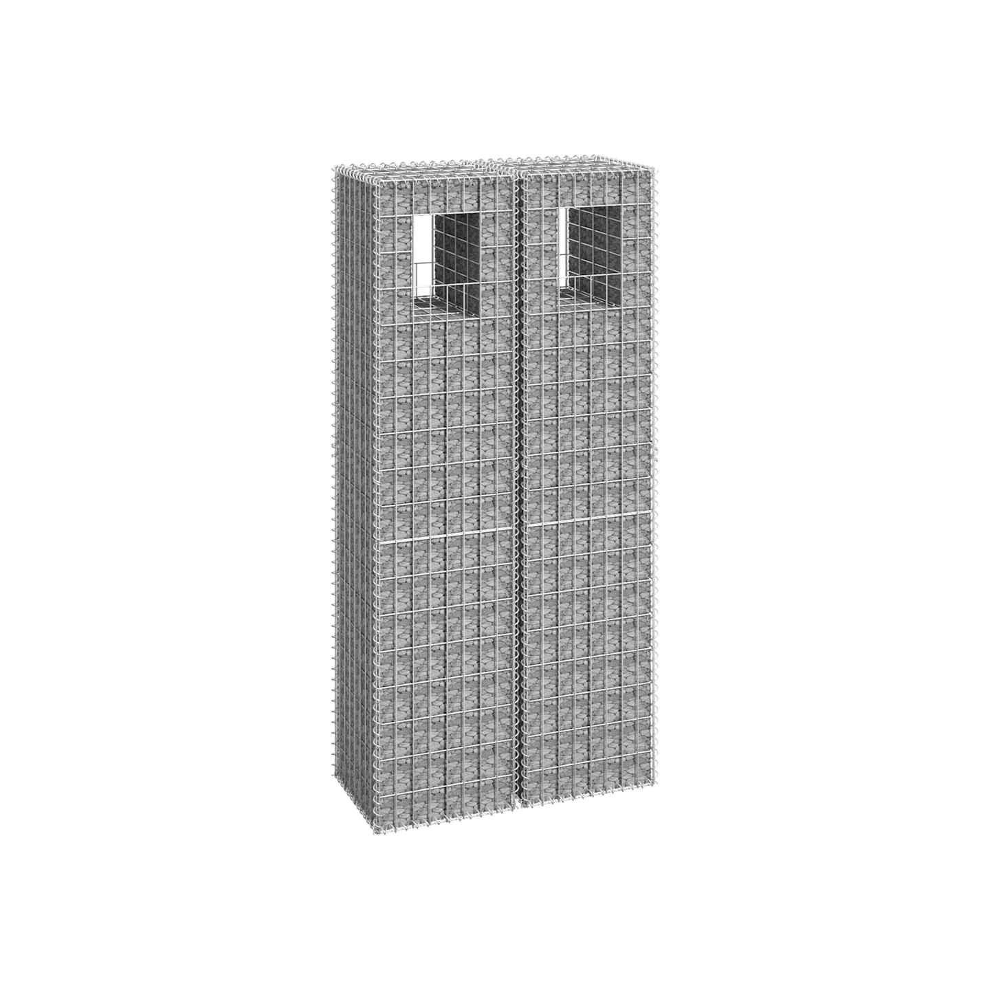 Poteaux à panier de gabion 2 pcs 40x40x180 cm Fer