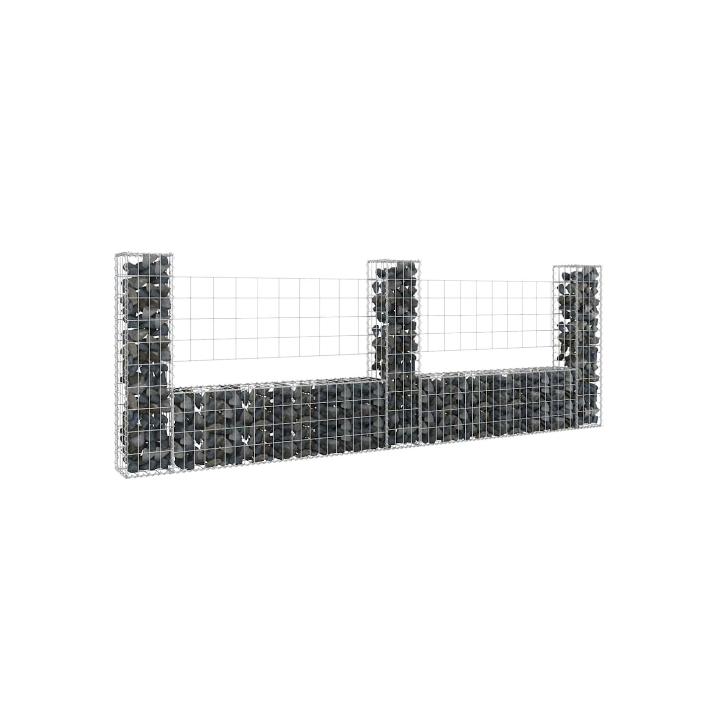 Panier de gabion en forme de U avec 3 poteaux Fer 260x20x100 cm