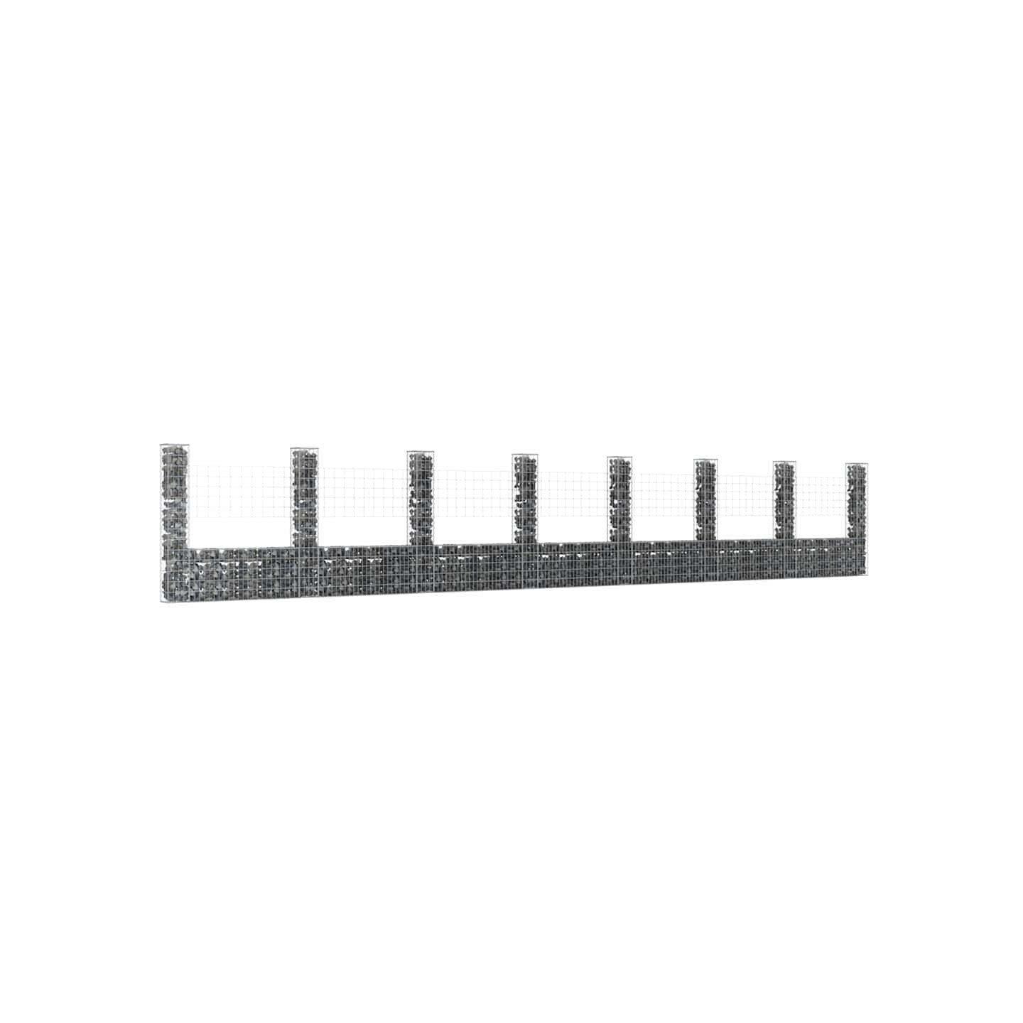 Panier de gabion en forme de U avec 8 poteaux Fer 860x20x150 cm