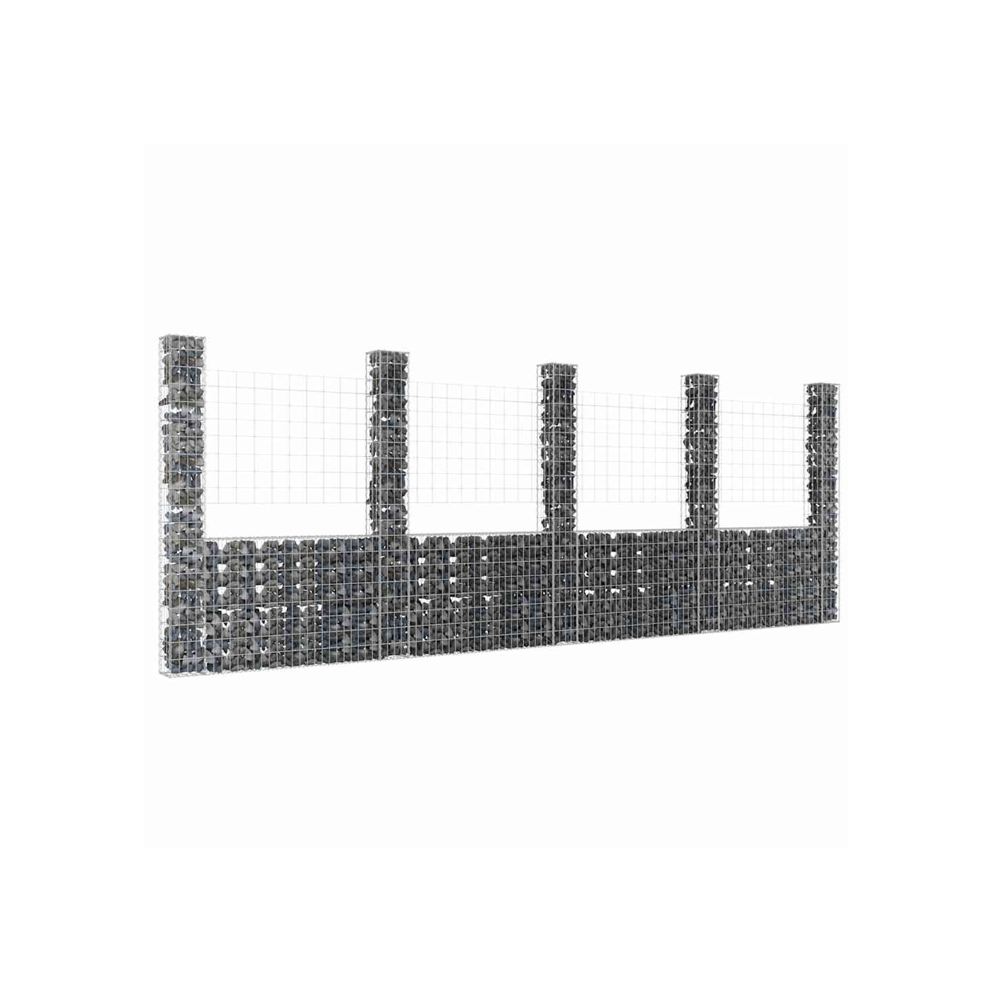 Panier de gabion en forme de U avec 5 poteaux Fer 500x20x200 cm
