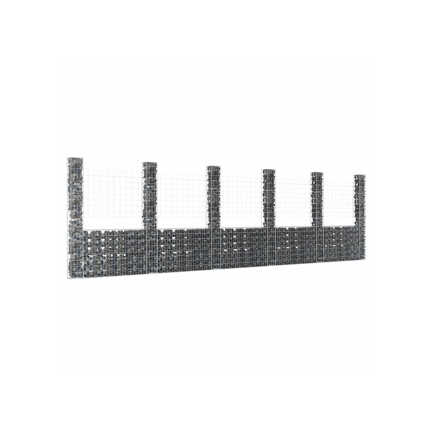 Panier de gabion en forme de U avec 6 poteaux Fer 620x20x200 cm