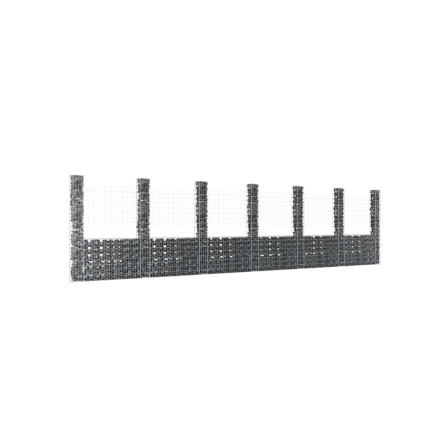 Panier de gabion en forme de U avec 7 poteaux Fer 740x20x200 cm