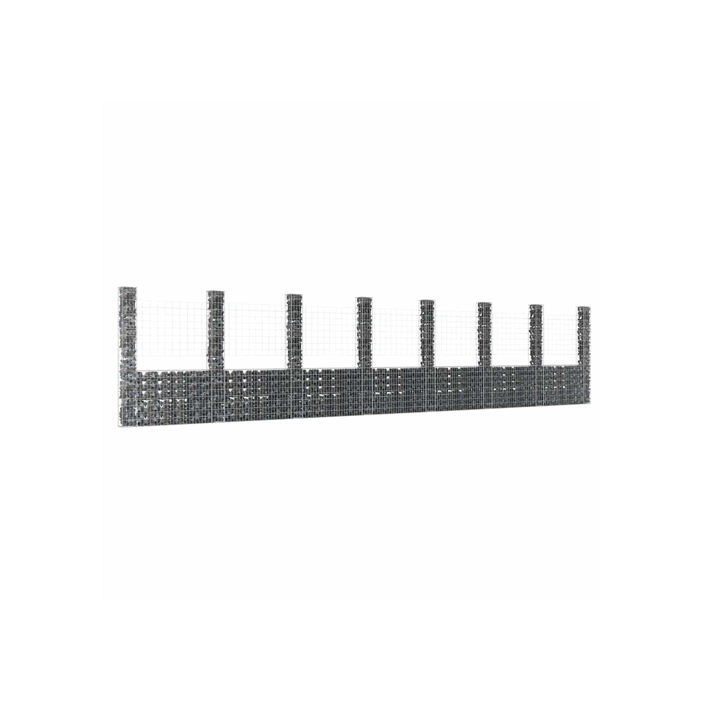 Panier de gabion en forme de U avec 8 poteaux Fer 860x20x200 cm