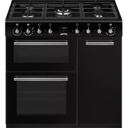 Smeg fornuis CX93GMBL zwart 5 branders 3 ovens | Nimestore