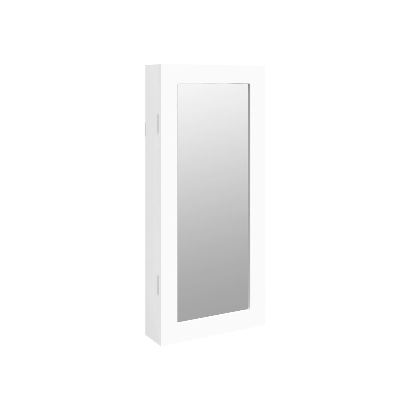 Armoire à bijoux avec miroir murale blanc 30x8,5x67 cm