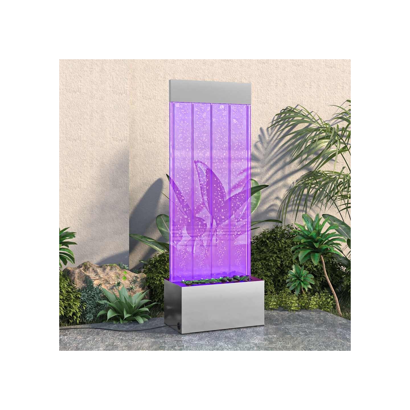 Colonne à bulles avec LED RVB Inox et acrylique 110 cm