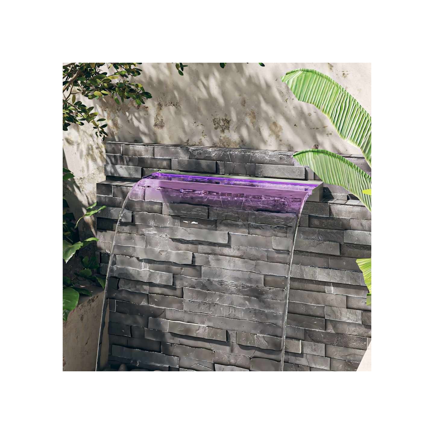 Déversoir pour cascade avec LED RVB Inox 90 cm
