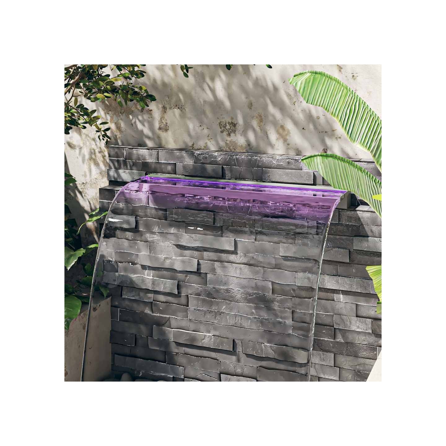 Déversoir pour cascade avec LED RVB Inox 108 cm
