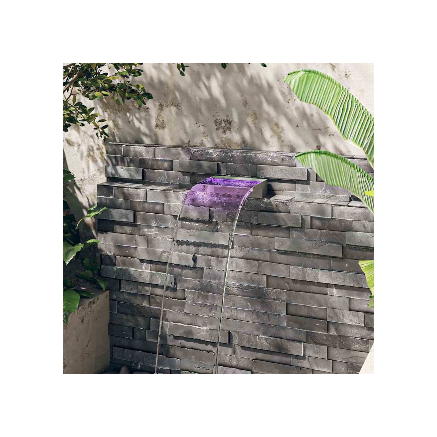 Déversoir pour cascade avec LED RVB Inox 30 cm