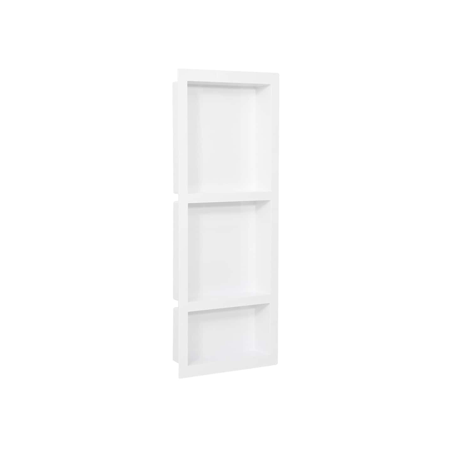 Niche de douche avec 3 compartiments Blanc brillant 41x99x9 cm