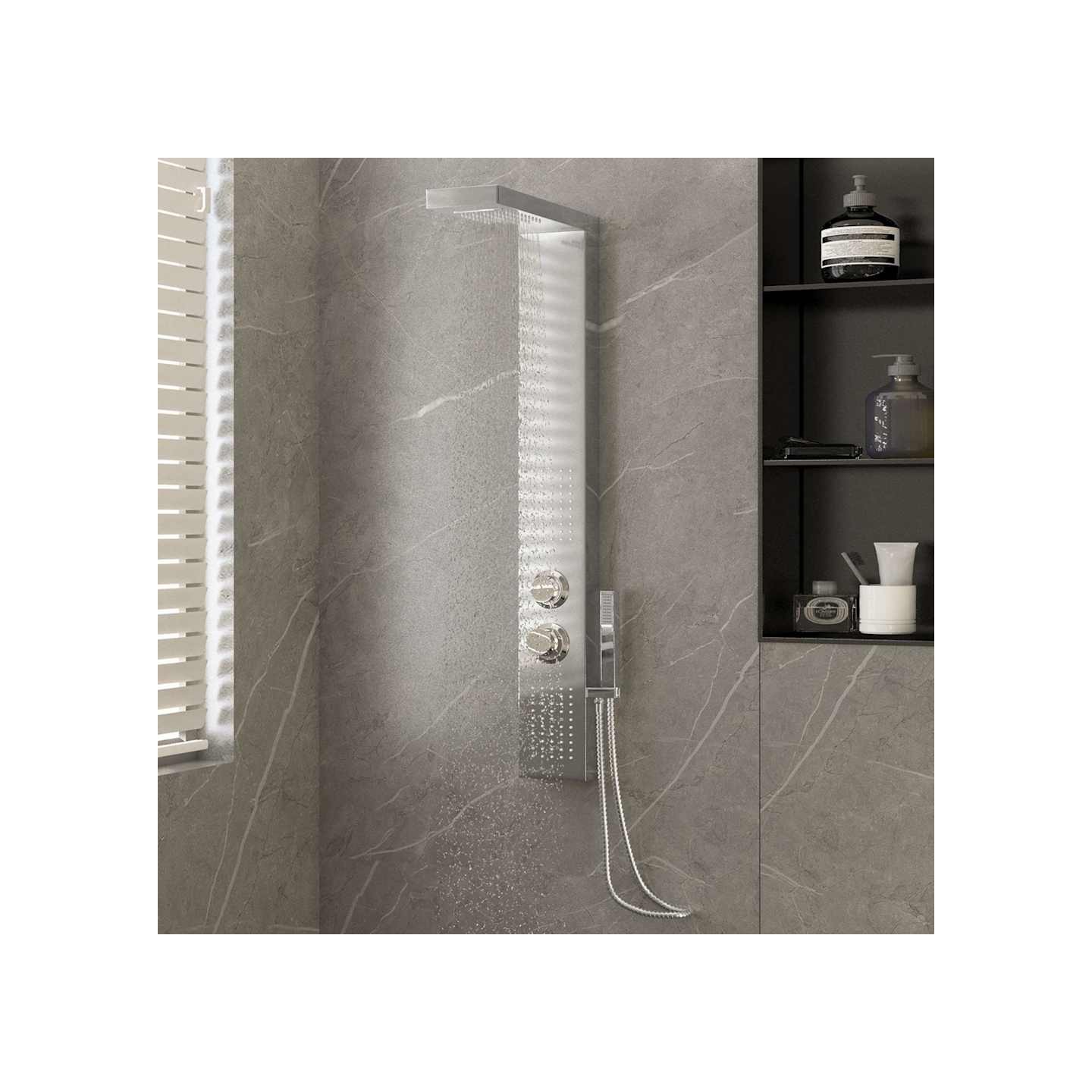 Système de panneau de douche Acier inoxydable Carré