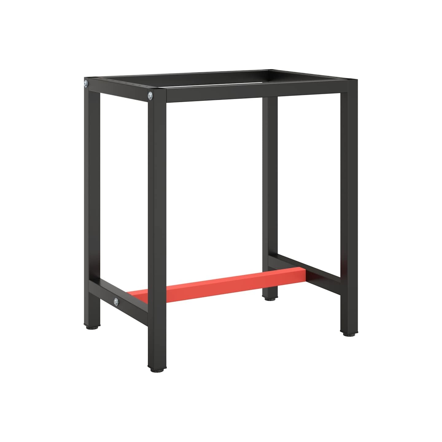 Cadre de banc de travail Noir et rouge mat 70x50x79 cm Métal
