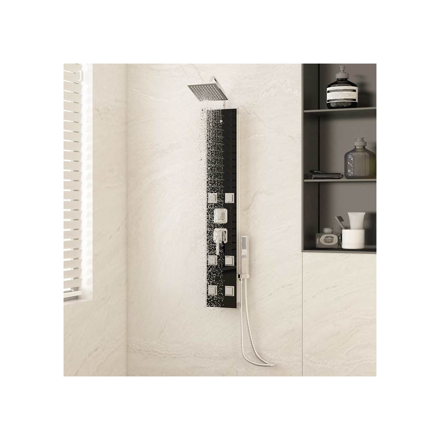 Panneau de douche Verre 18x45,5x130 cm Noir