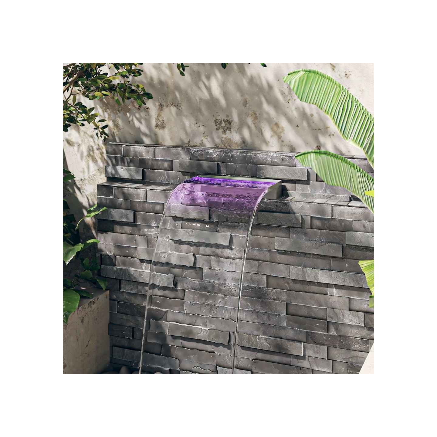 Déversoir pour cascade avec LED RVB Inox 45 cm