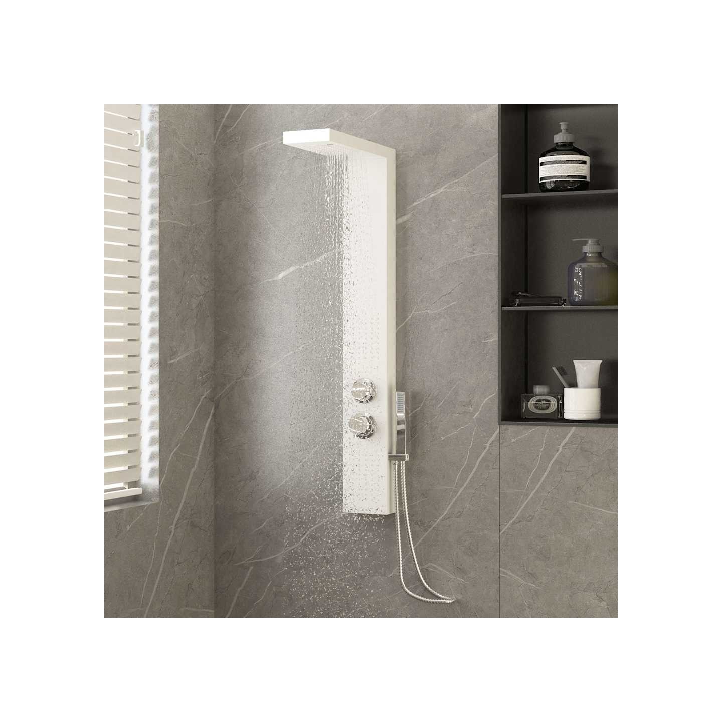 Système de panneau de douche Aluminium Blanc