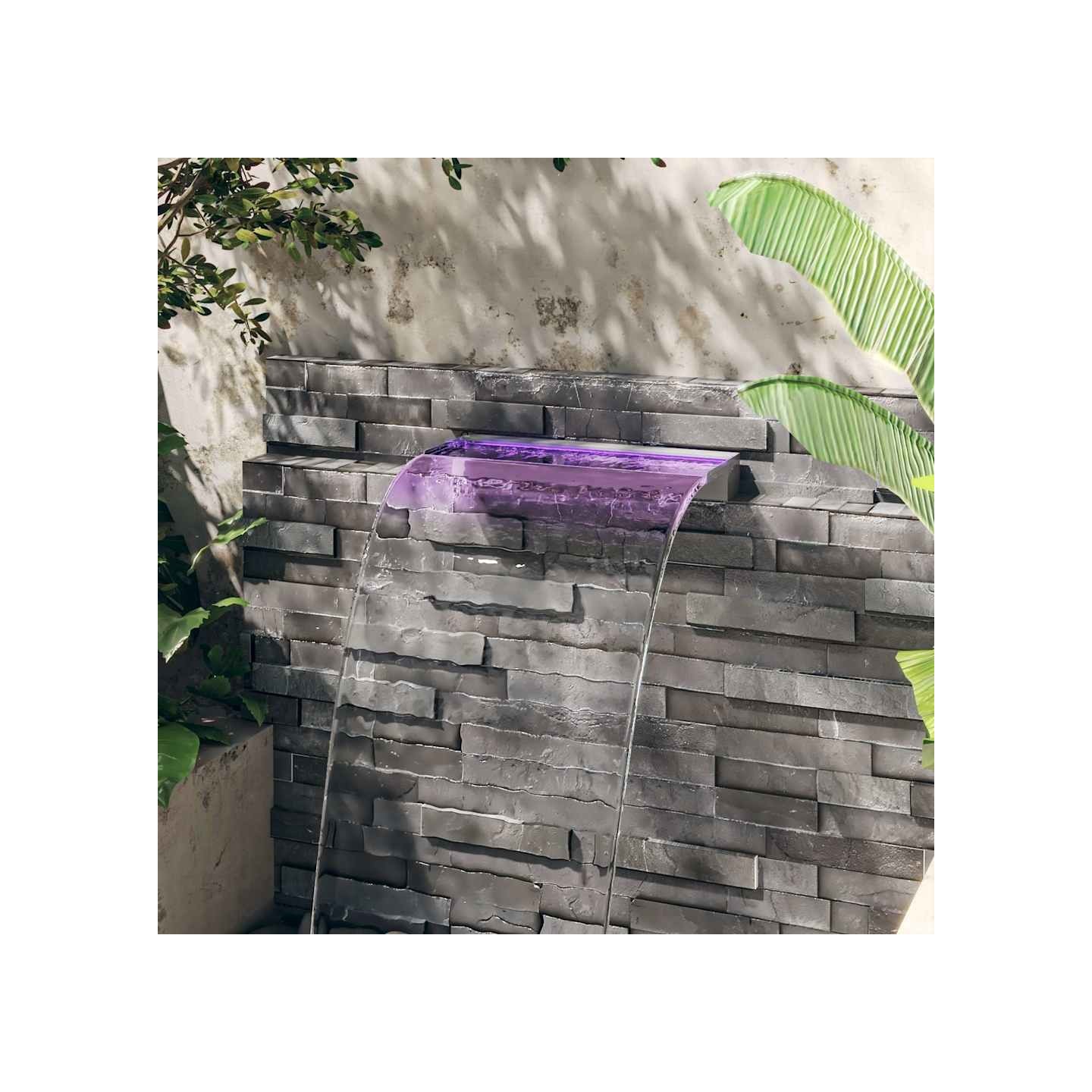 Déversoir pour cascade avec LED RVB Inox 60 cm