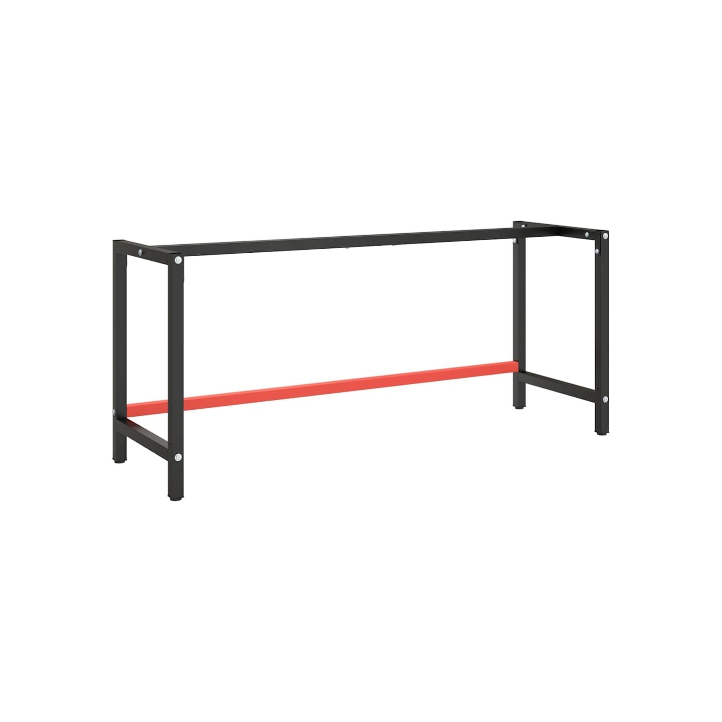 Cadre de banc de travail Noir et rouge mat 180x57x79 cm Métal
