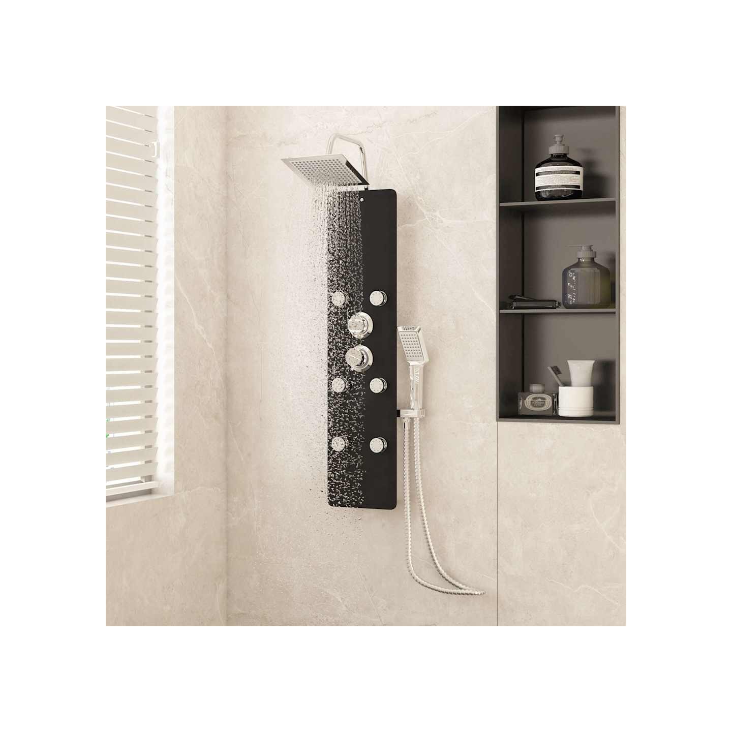 Panneau de douche Verre 25x47,5x130 cm Noir