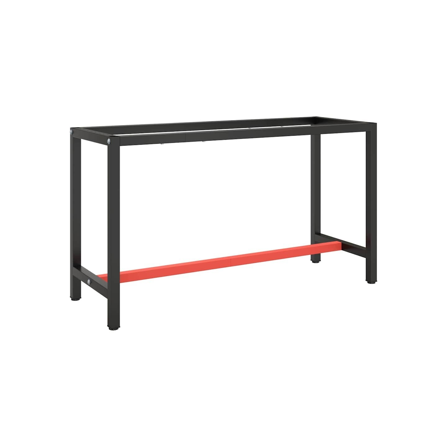 Cadre de banc de travail Noir et rouge mat 140x50x79 cm Métal