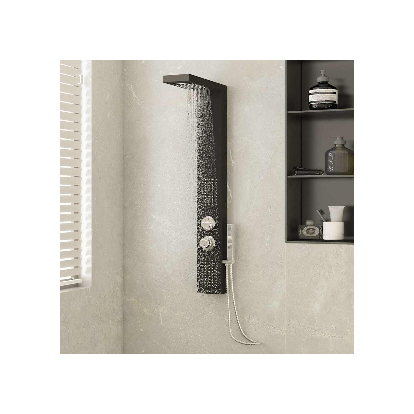 Système de panneau de douche Aluminium Noir