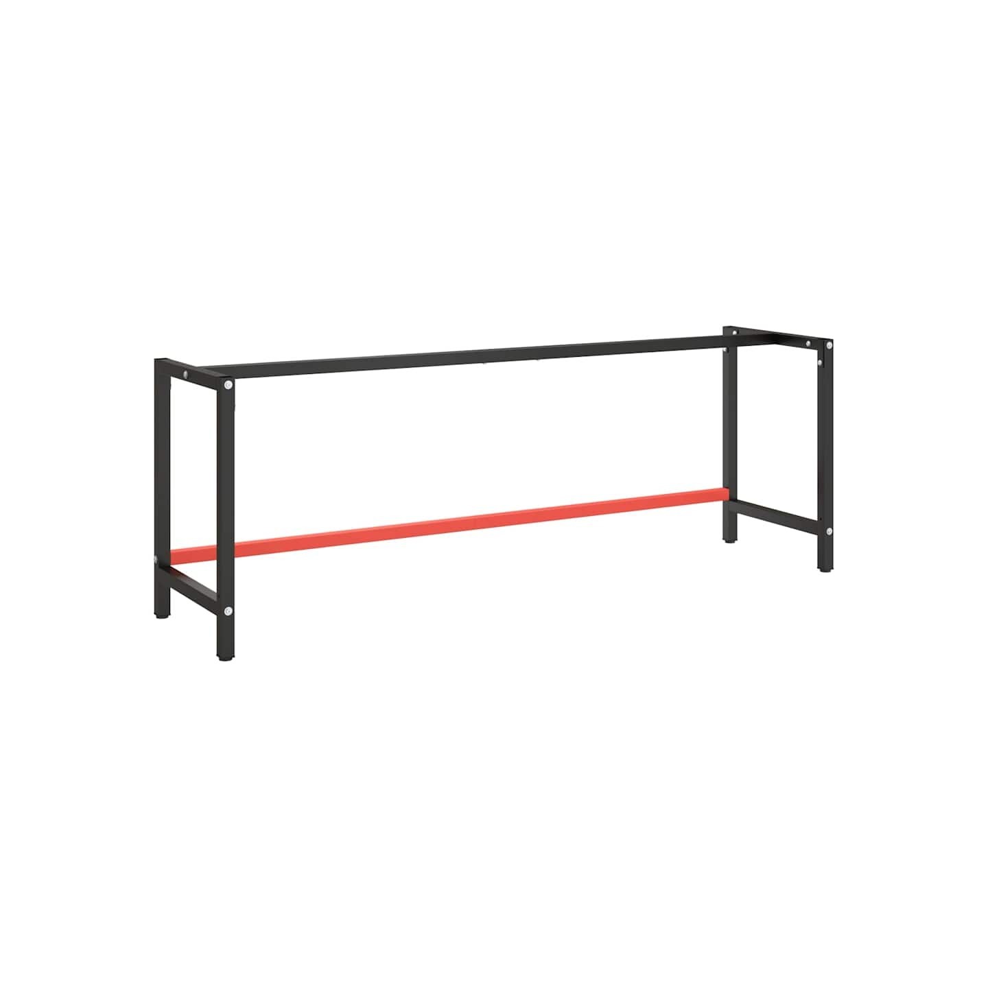 Cadre de banc de travail Noir et rouge mat 220x57x79 cm Métal