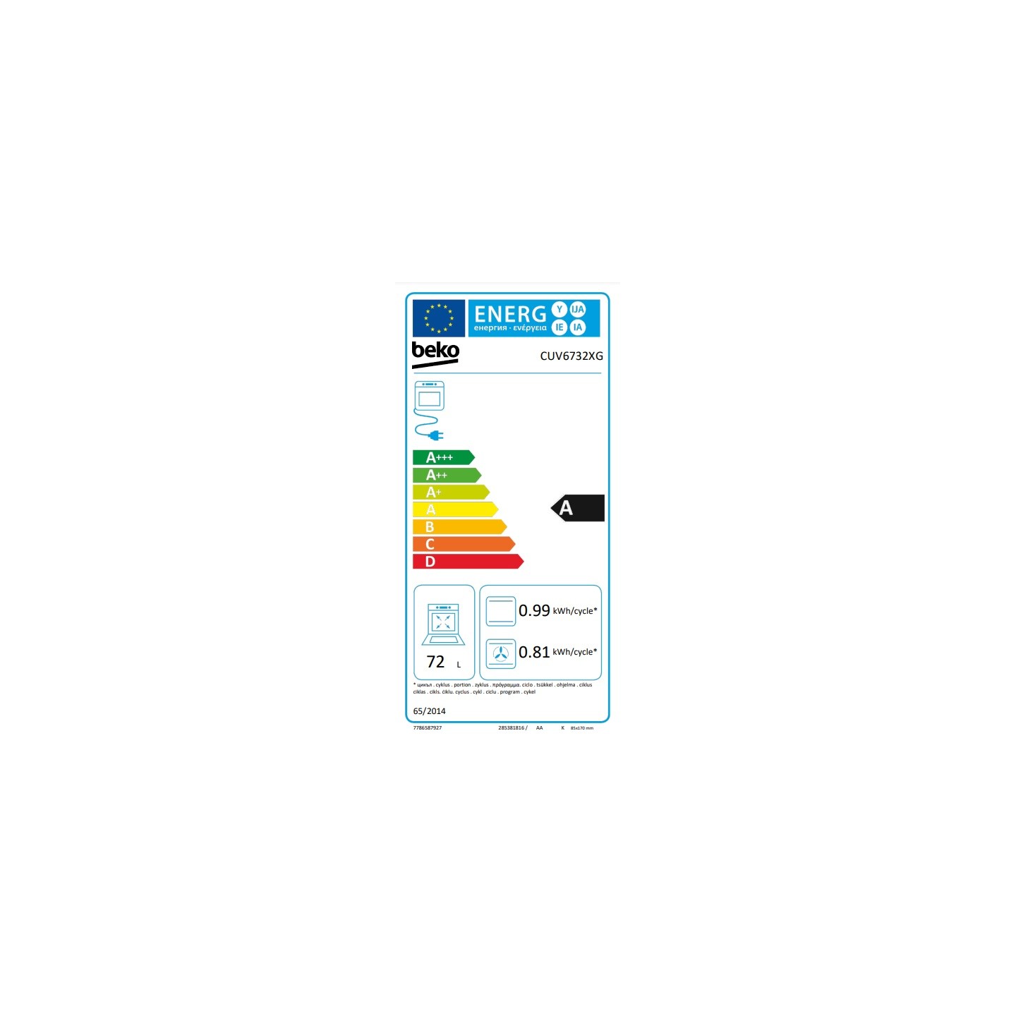Cuisinière vitrocéramique Beko CUV6732XG four 72 L | Nimestore