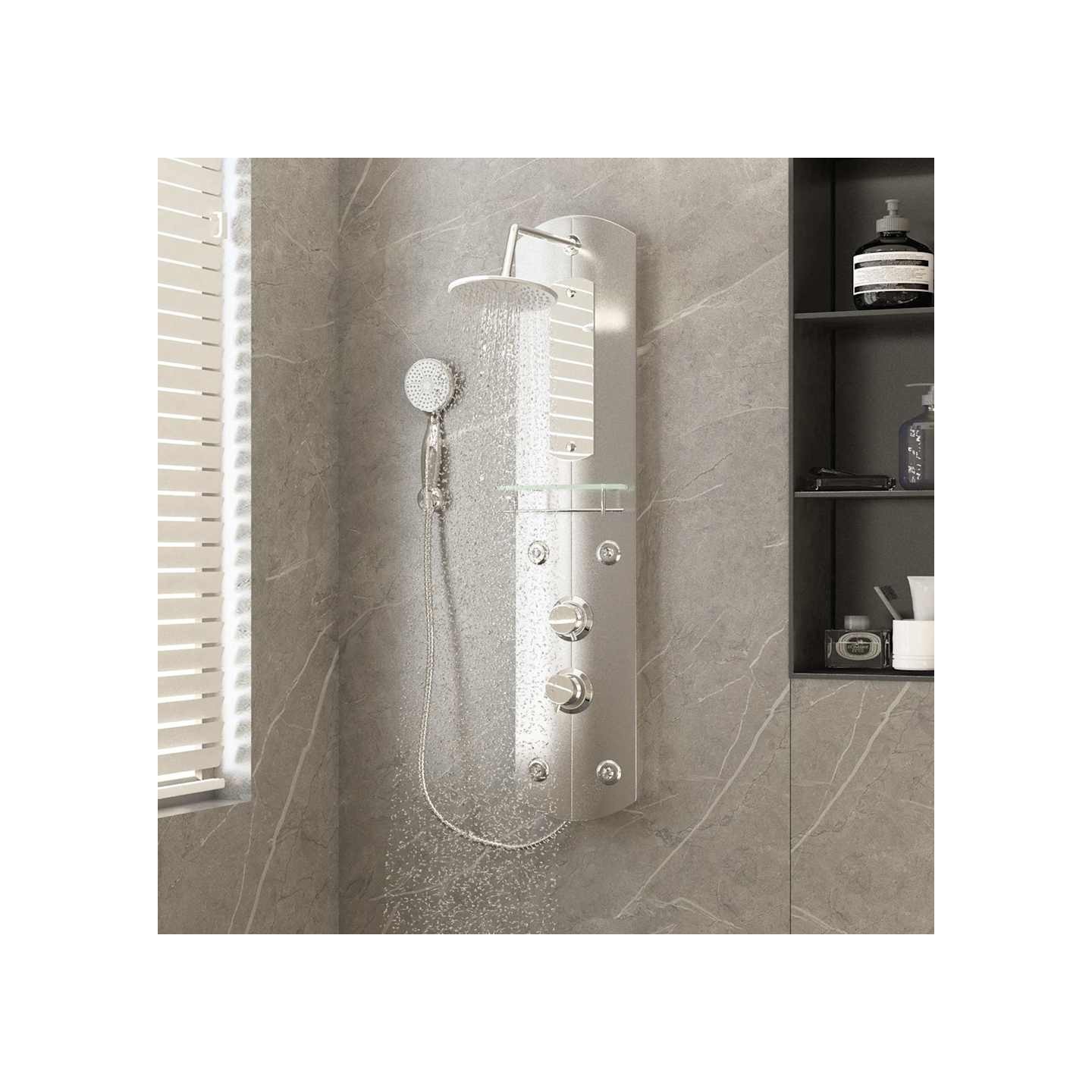 Panneau de douche 25x43x110 cm Argenté