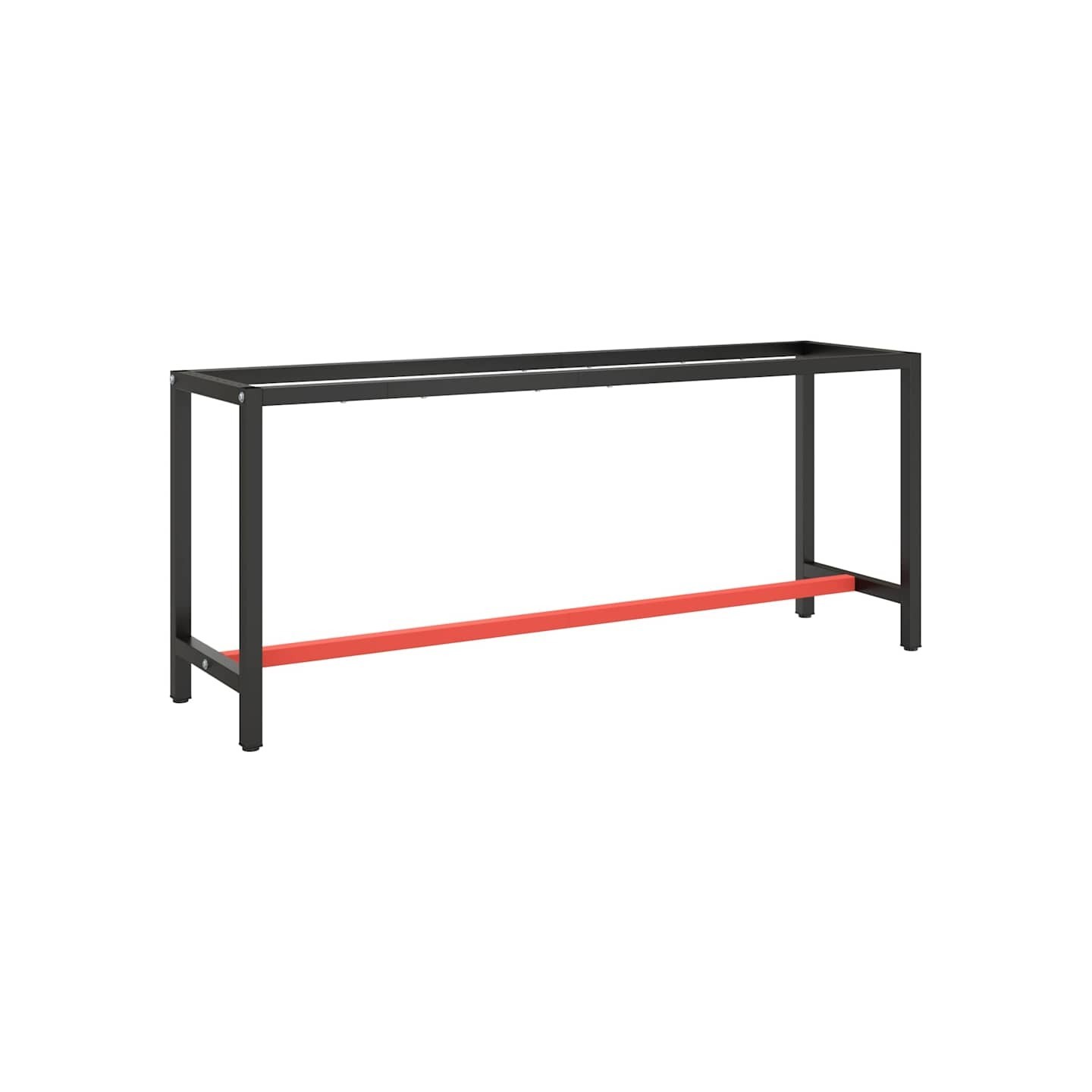 Cadre de banc de travail Noir et rouge mat 190x50x79 cm Métal