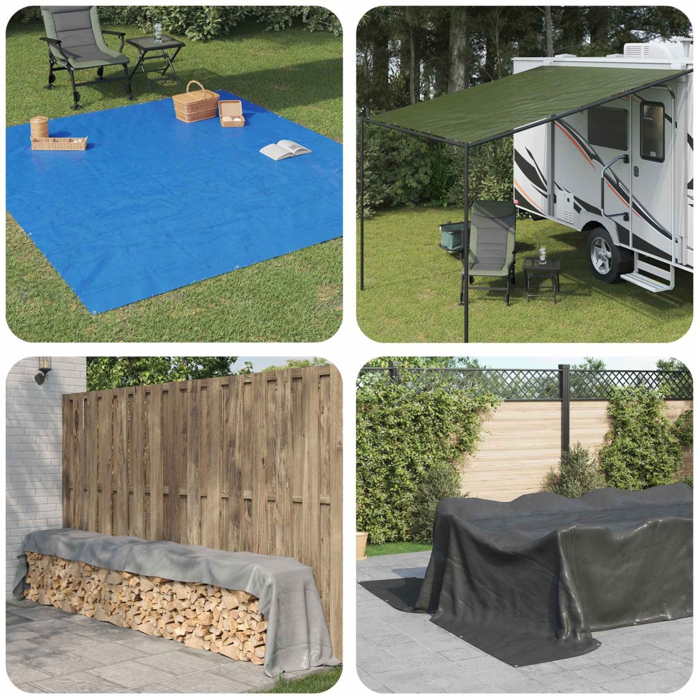 Bâche 260 g/m² 8x10 m Gris PEHD