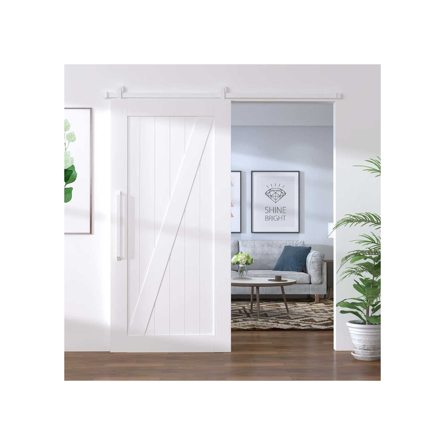 Kit de quincaillerie de porte coulissante 200 cm Acier Blanc