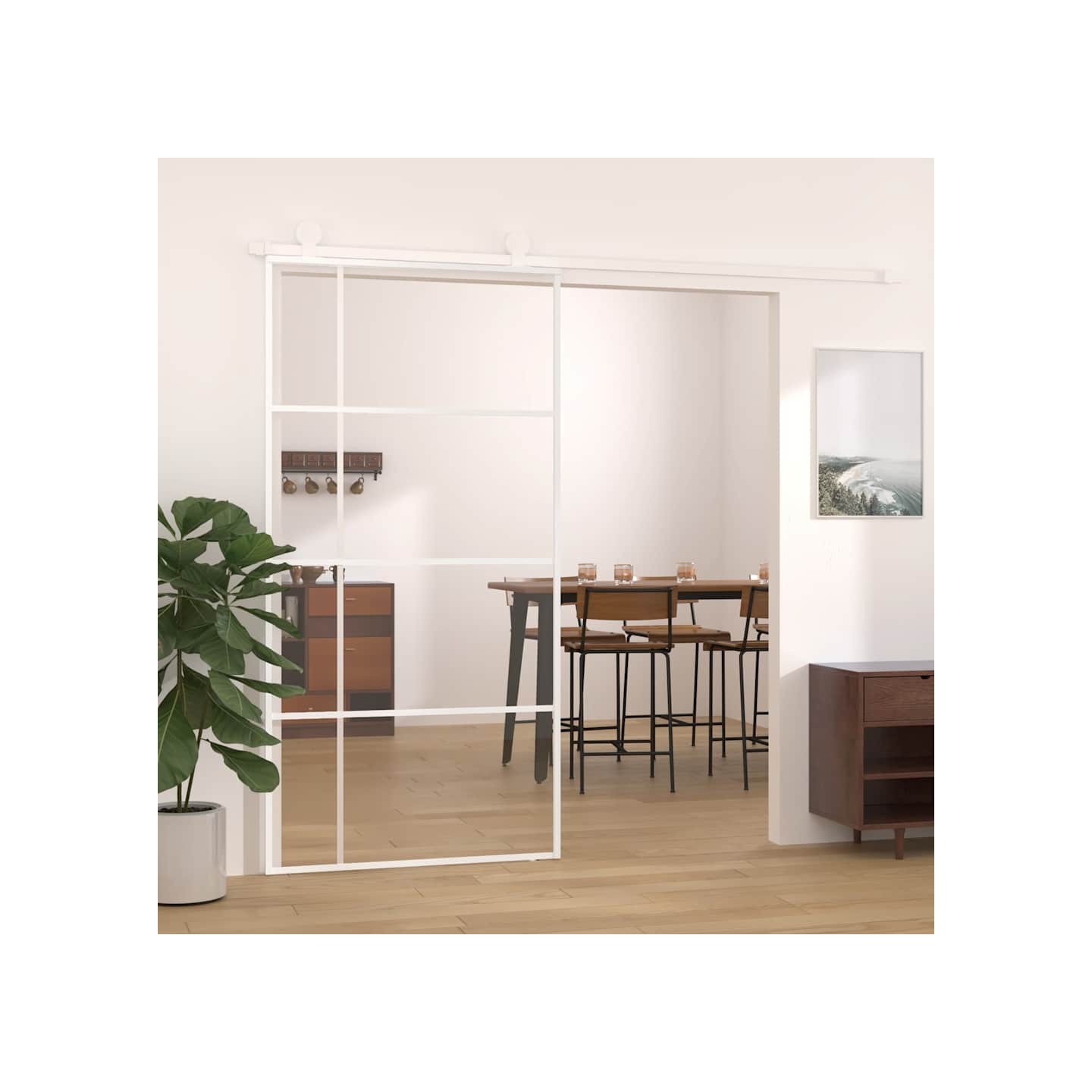 Porte coulissante Verre ESG et aluminium 102,5x205 cm Blanc