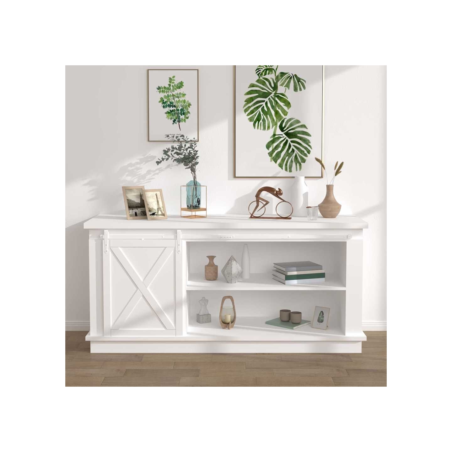 Kit mini de porte d'armoire coulissante Acier au carbone Blanc