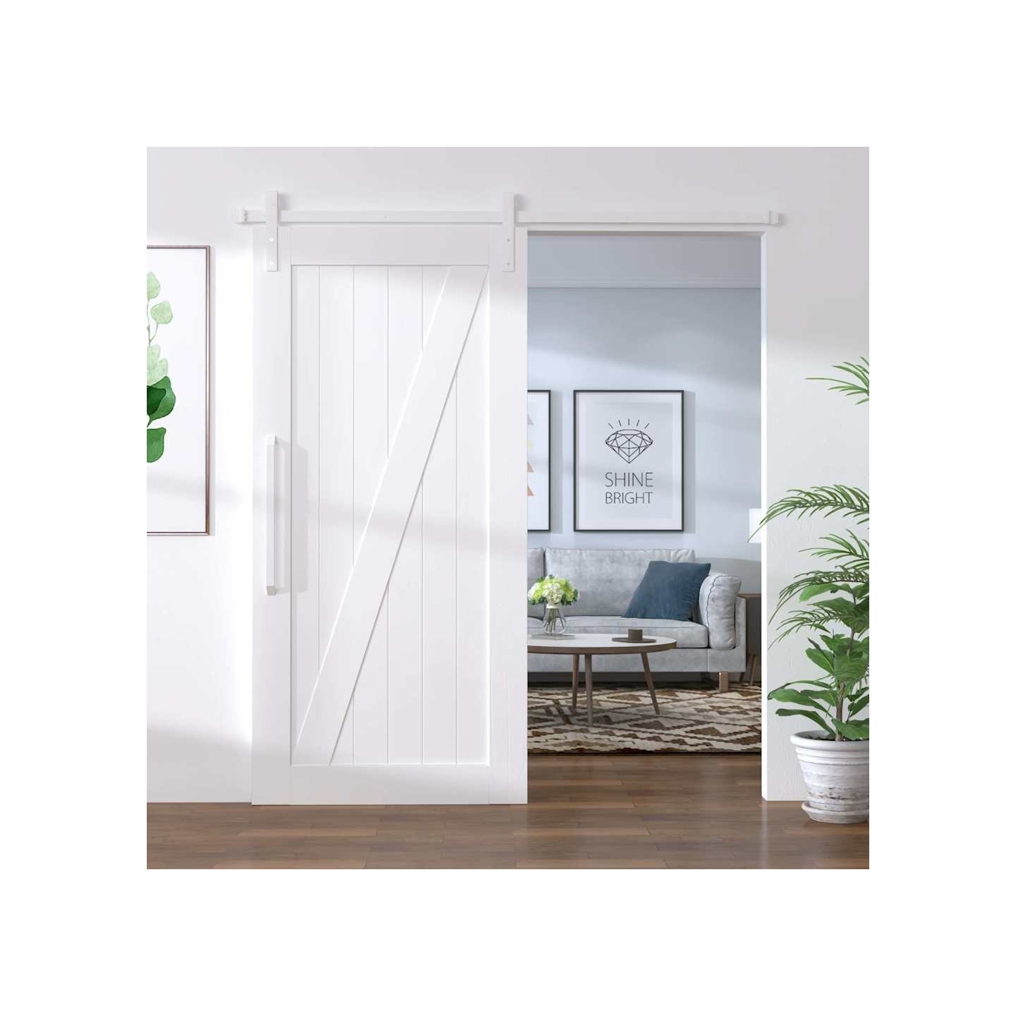 Kit de quincaillerie de porte coulissante 200 cm Acier Blanc