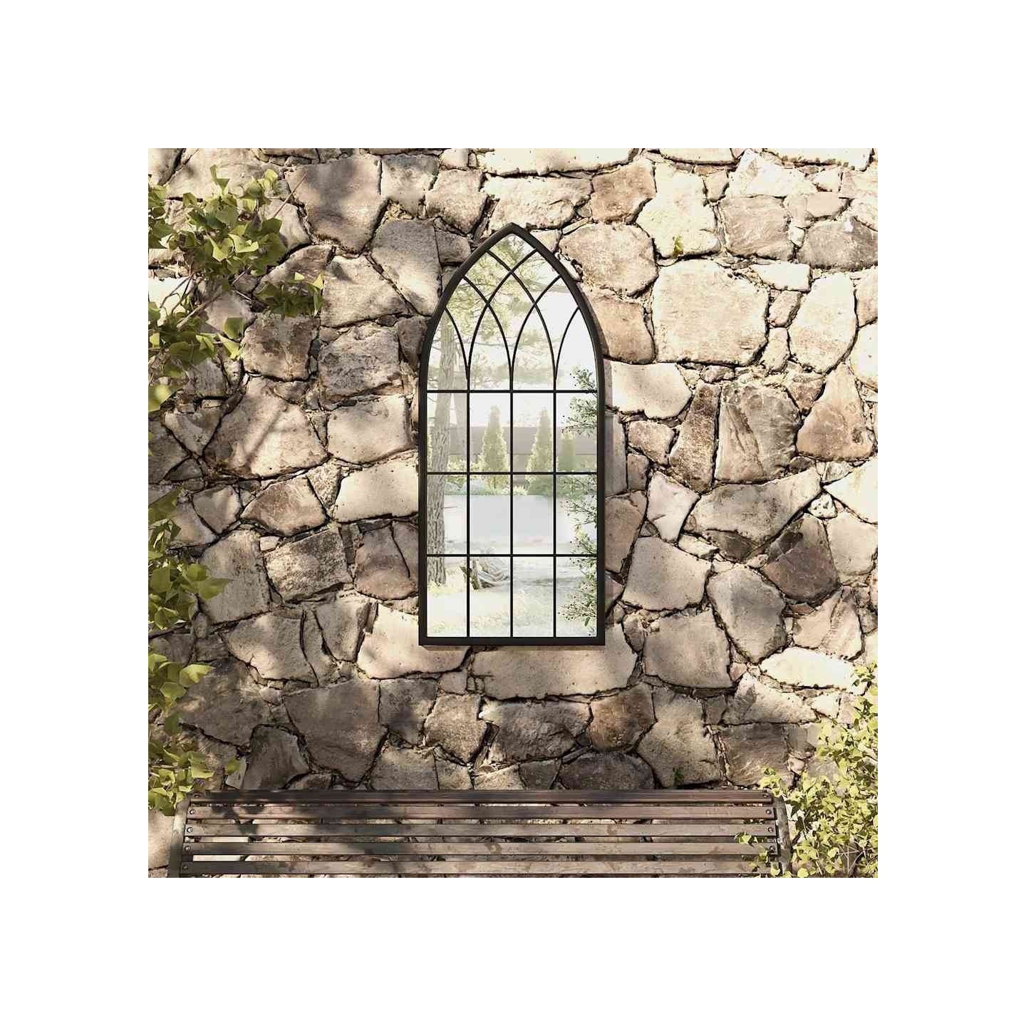 Miroir de jardin Noir 100x45 cm Fer pour utilisation extérieure