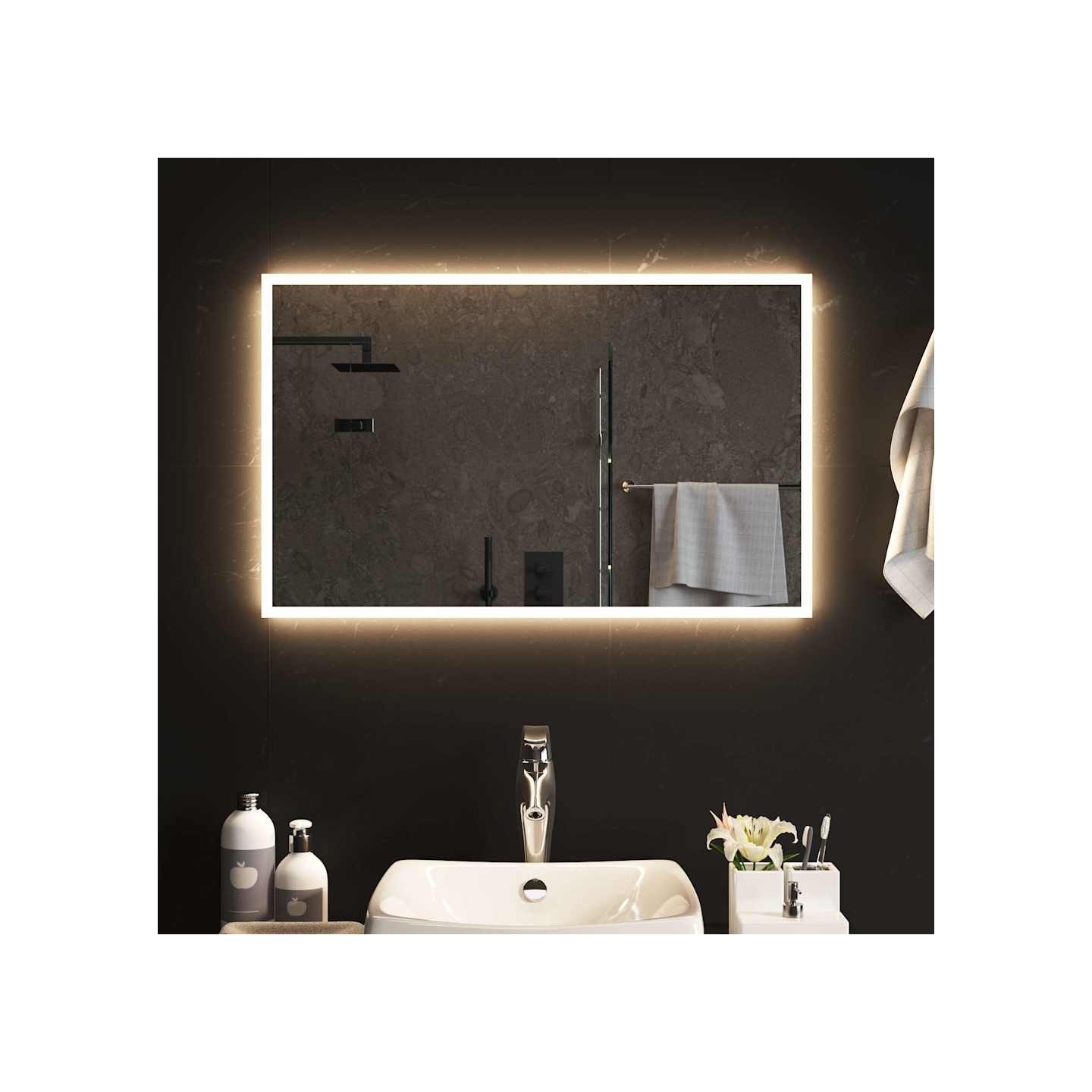 Miroir de salle de bain à LED 80x50 cm