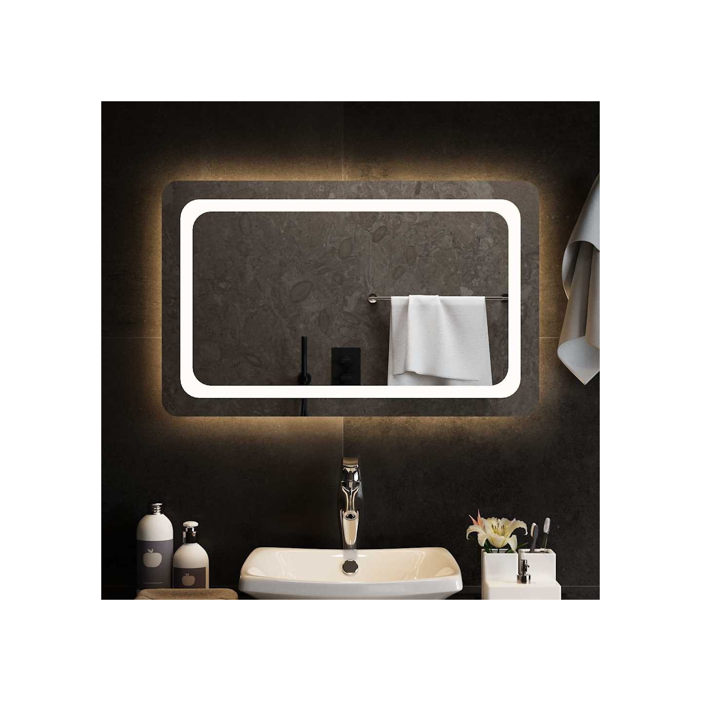 Miroir de salle de bain à LED 80x50 cm