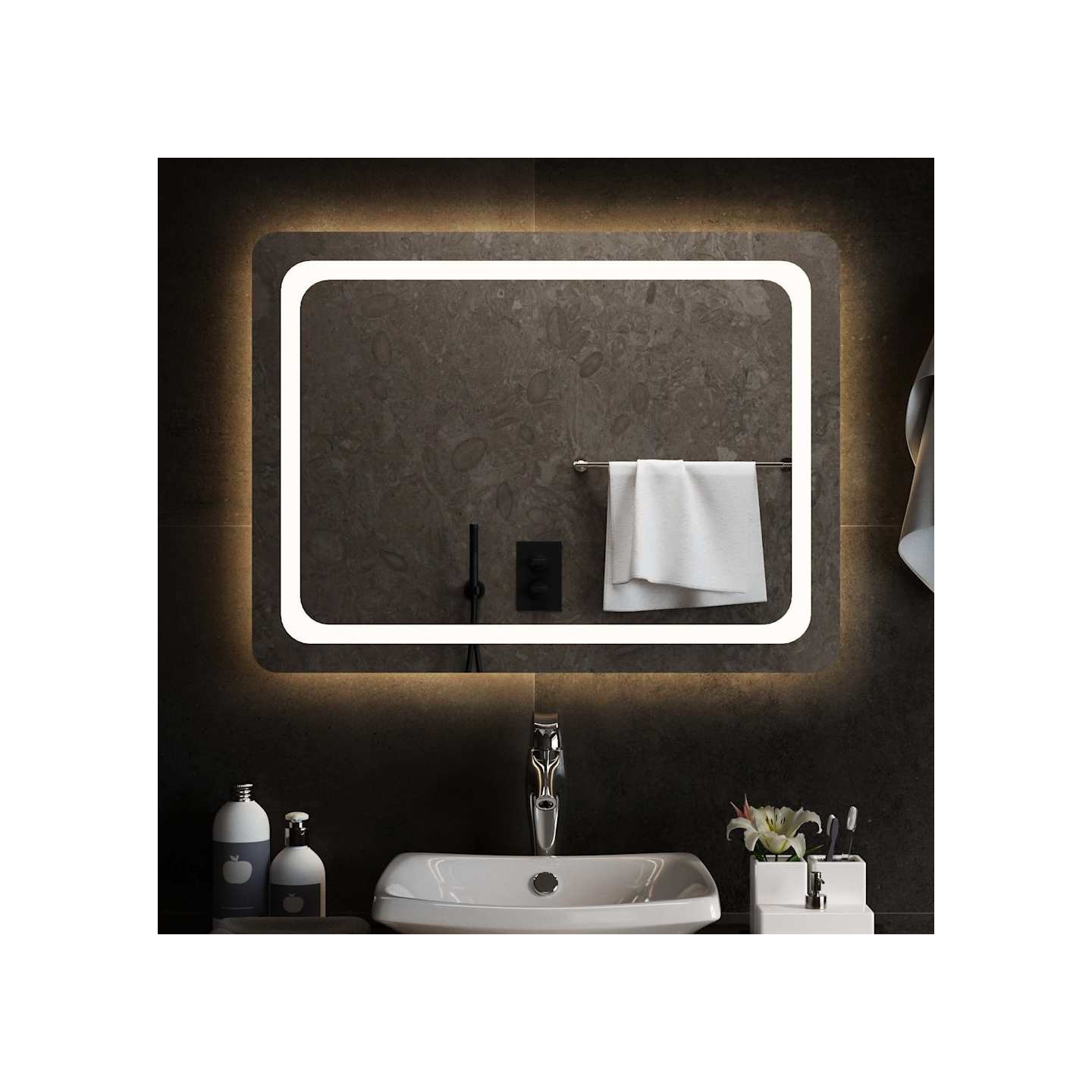 Miroir de salle de bain à LED 80x60 cm