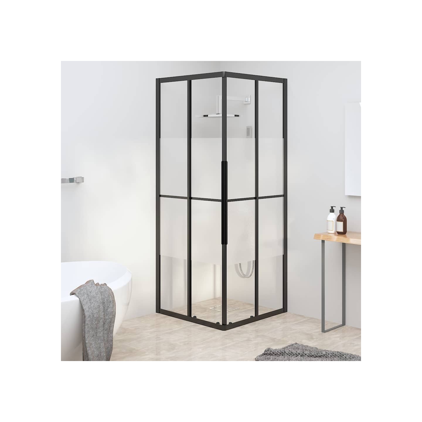 Cabine de douche ESG semi-dépoli 80x80x180 cm Noir