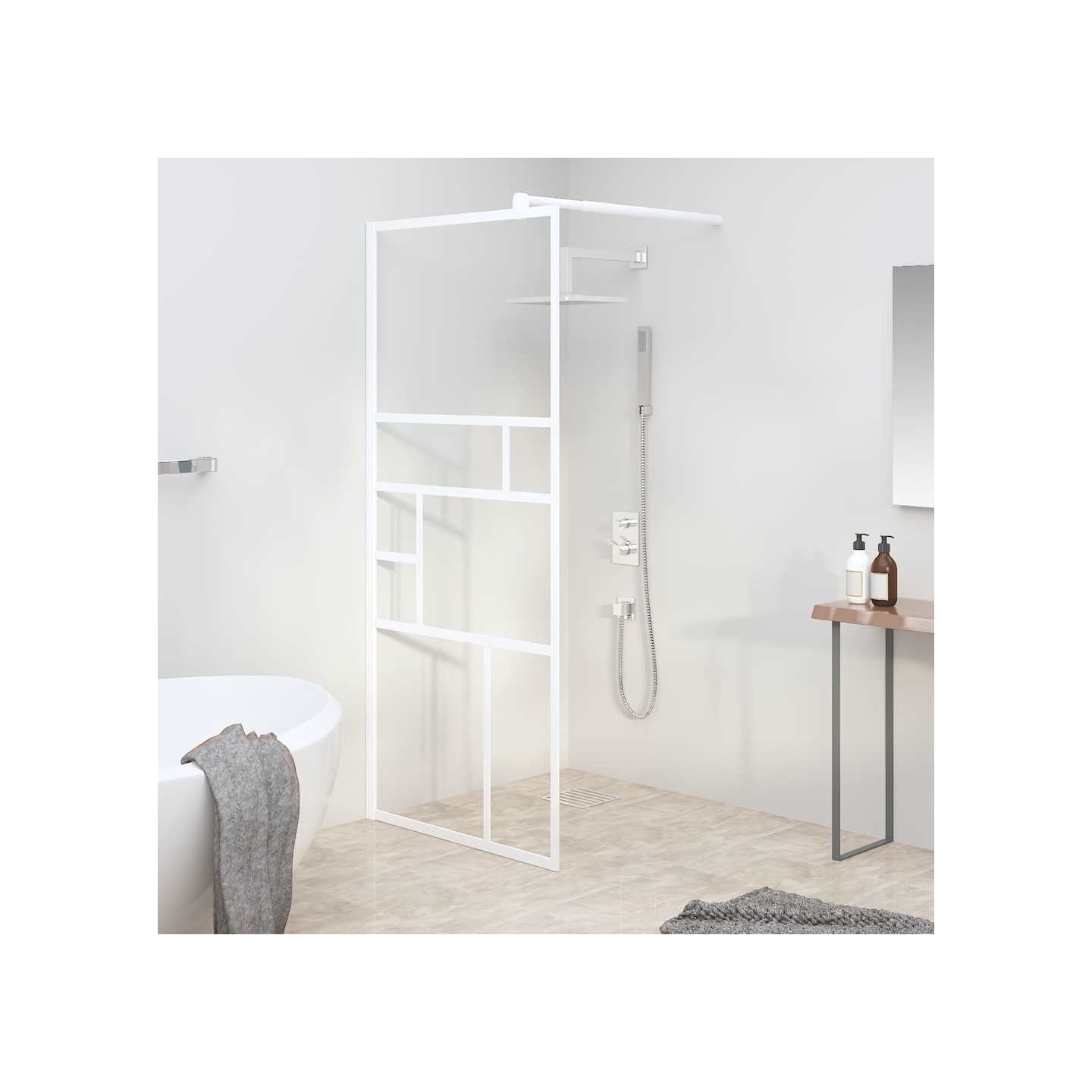 Paroi de douche 90x195 cm ESG Verre Blanc