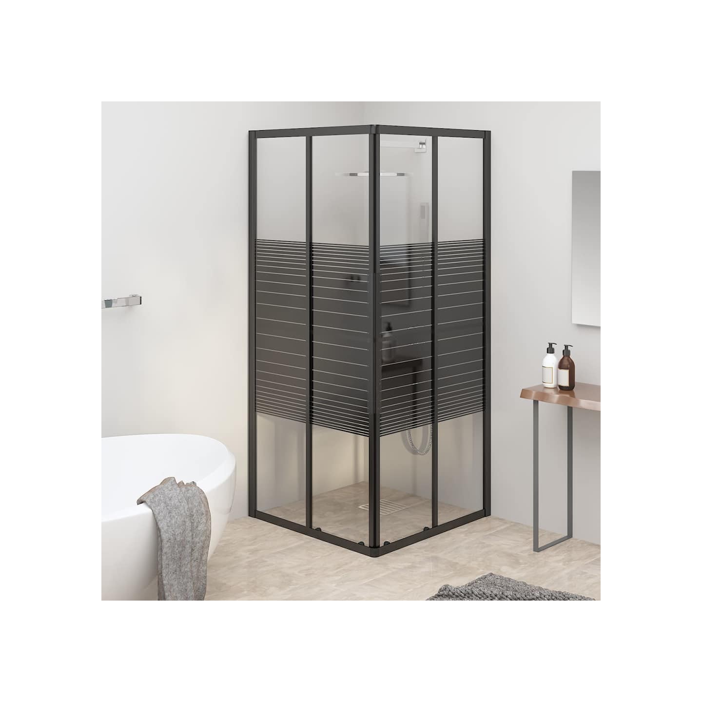 Cabine de douche à rayures ESG 80x80x180 cm Noir