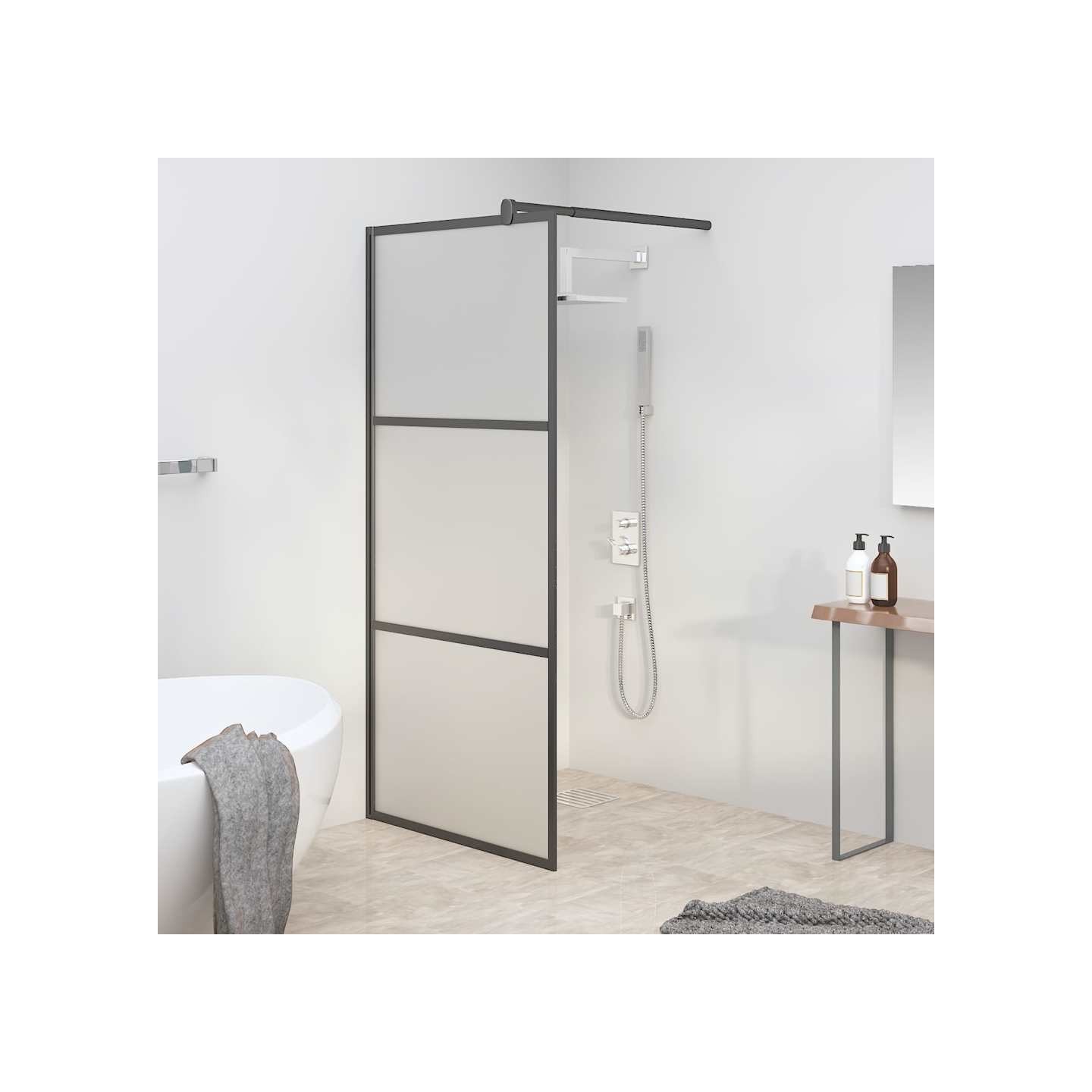 Paroi de douche 80x195 cm Verre ESG dépoli Noir