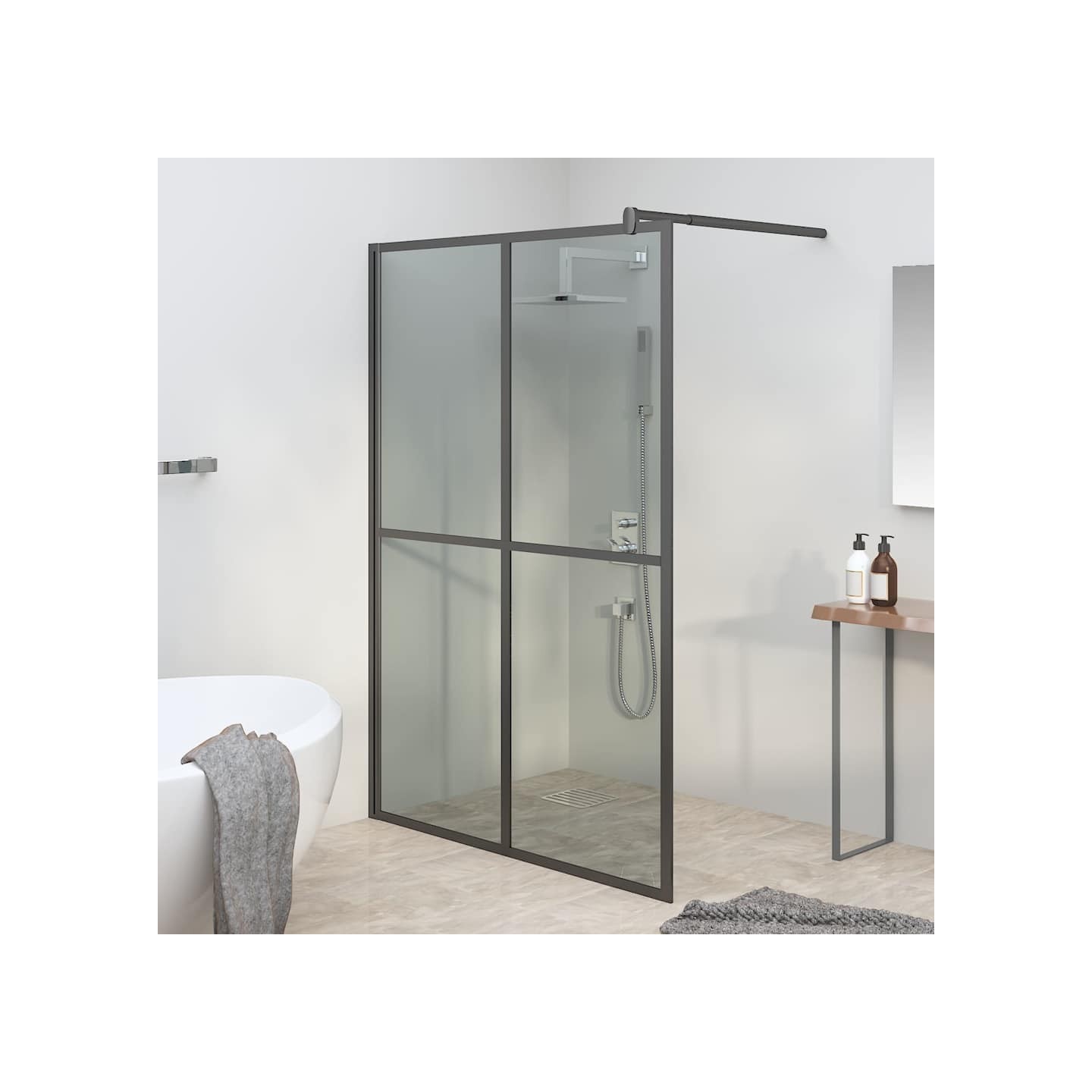 Écran de douche 140x195 cm Verre trempé foncé