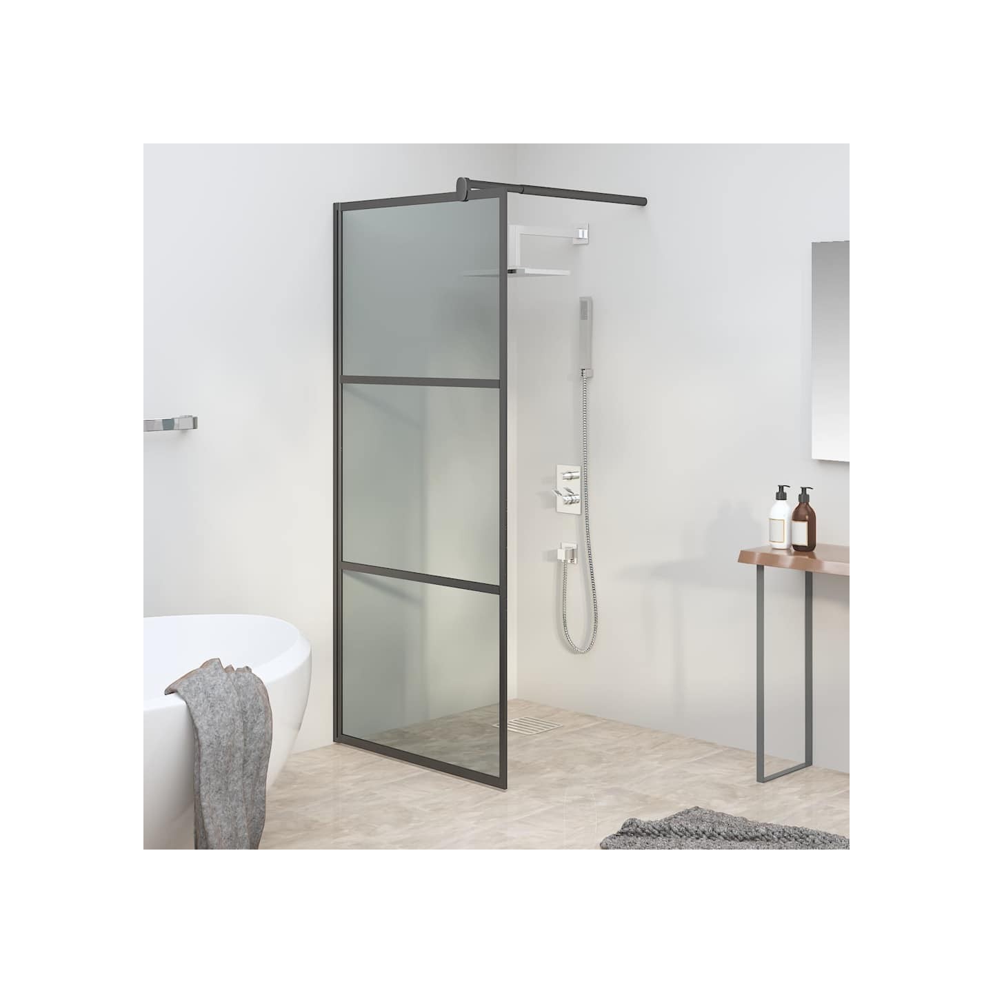 Paroi de douche 80x195 cm Verre ESG foncé Noir