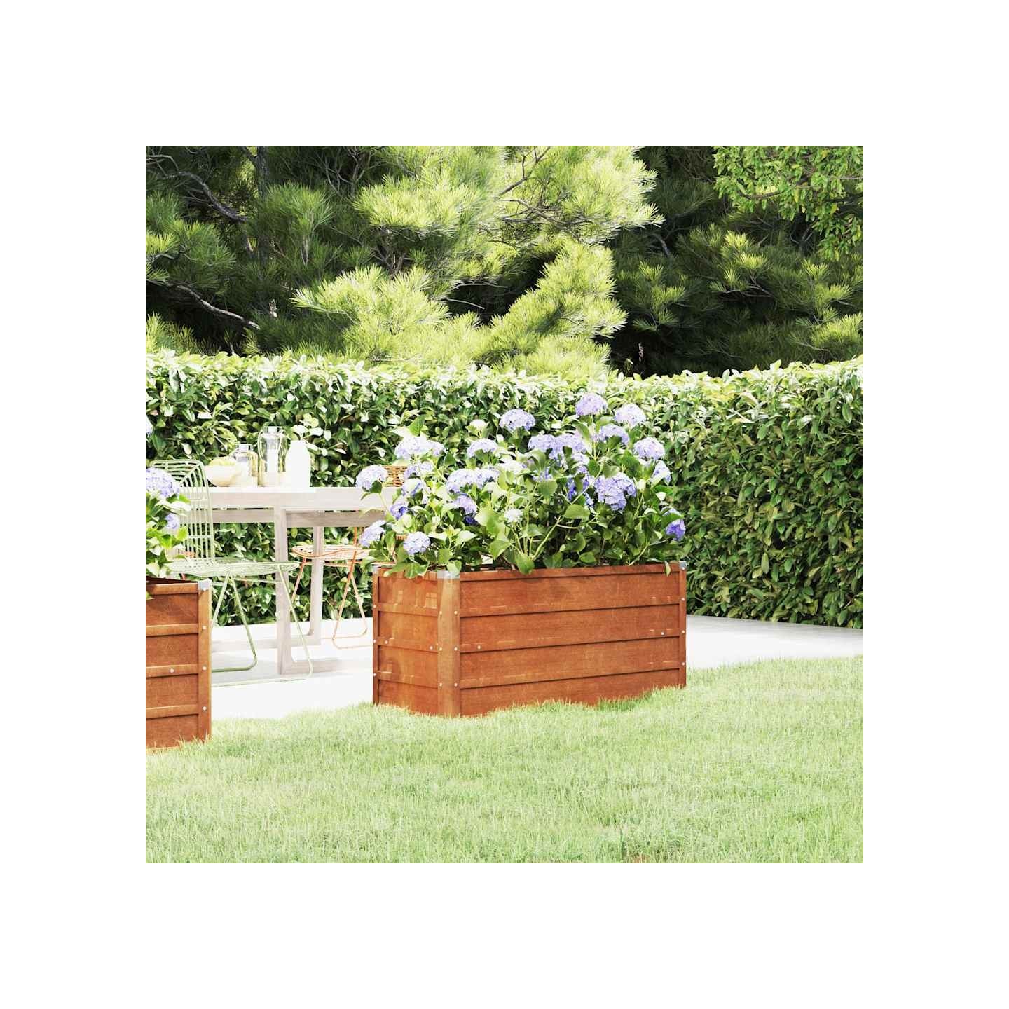 Lit surélevé de jardin rouillé 100x40x45 cm acier corten