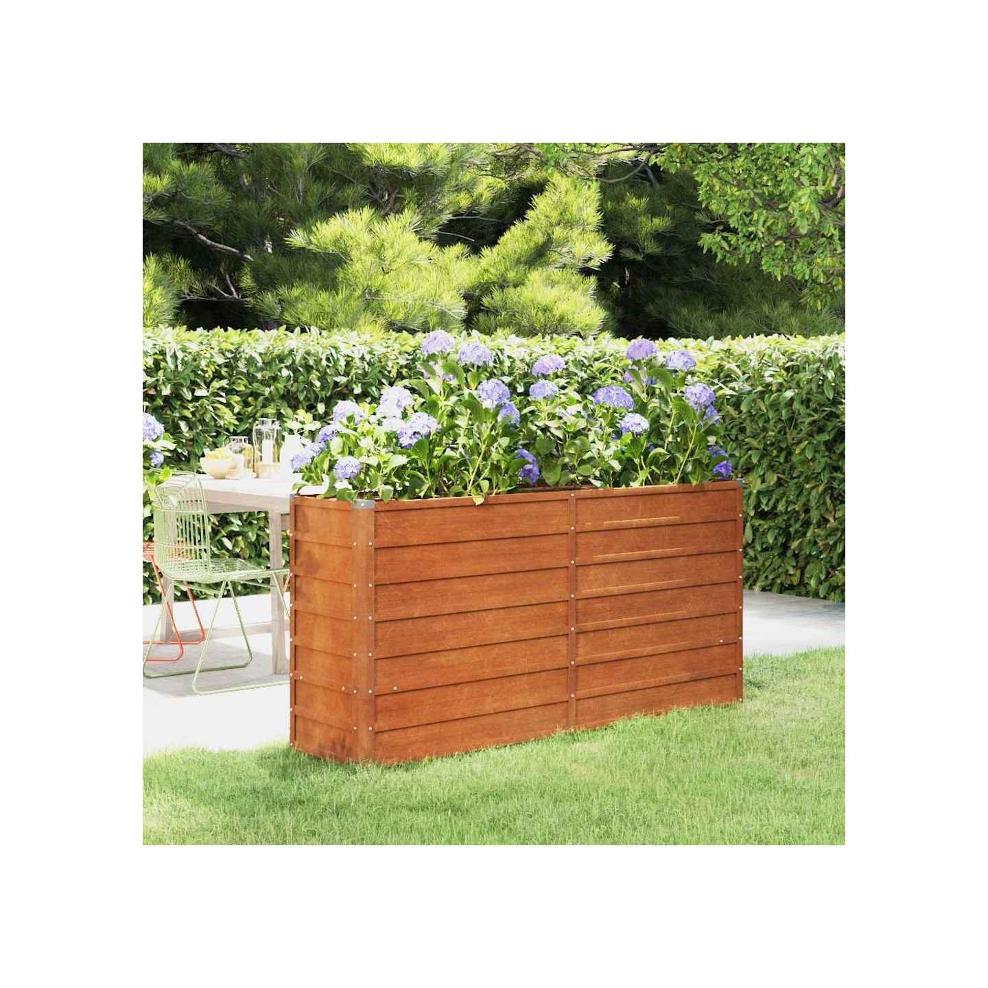 Lit surélevé de jardin rouillé 160x40x77 cm acier corten