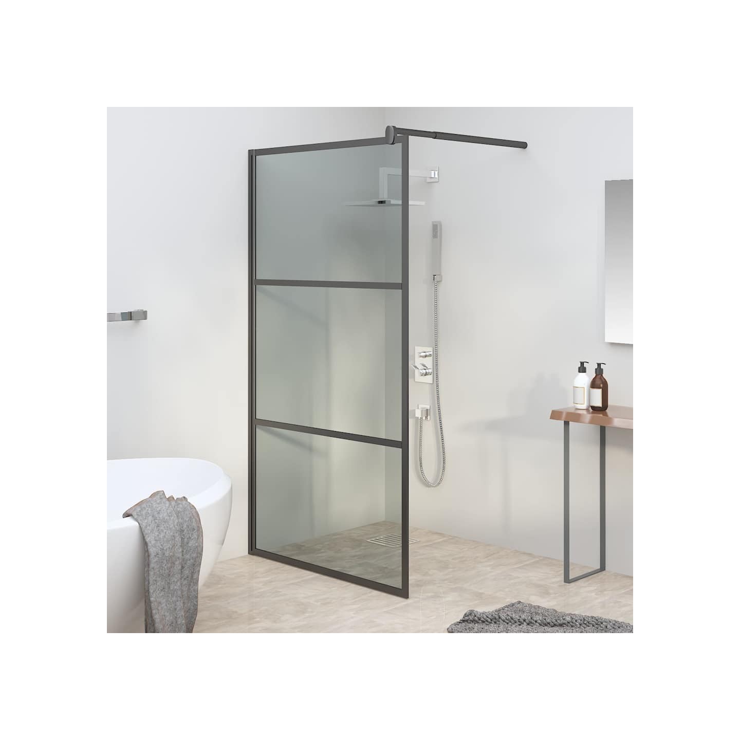 Paroi de douche 115x195 cm Verre ESG foncé Noir