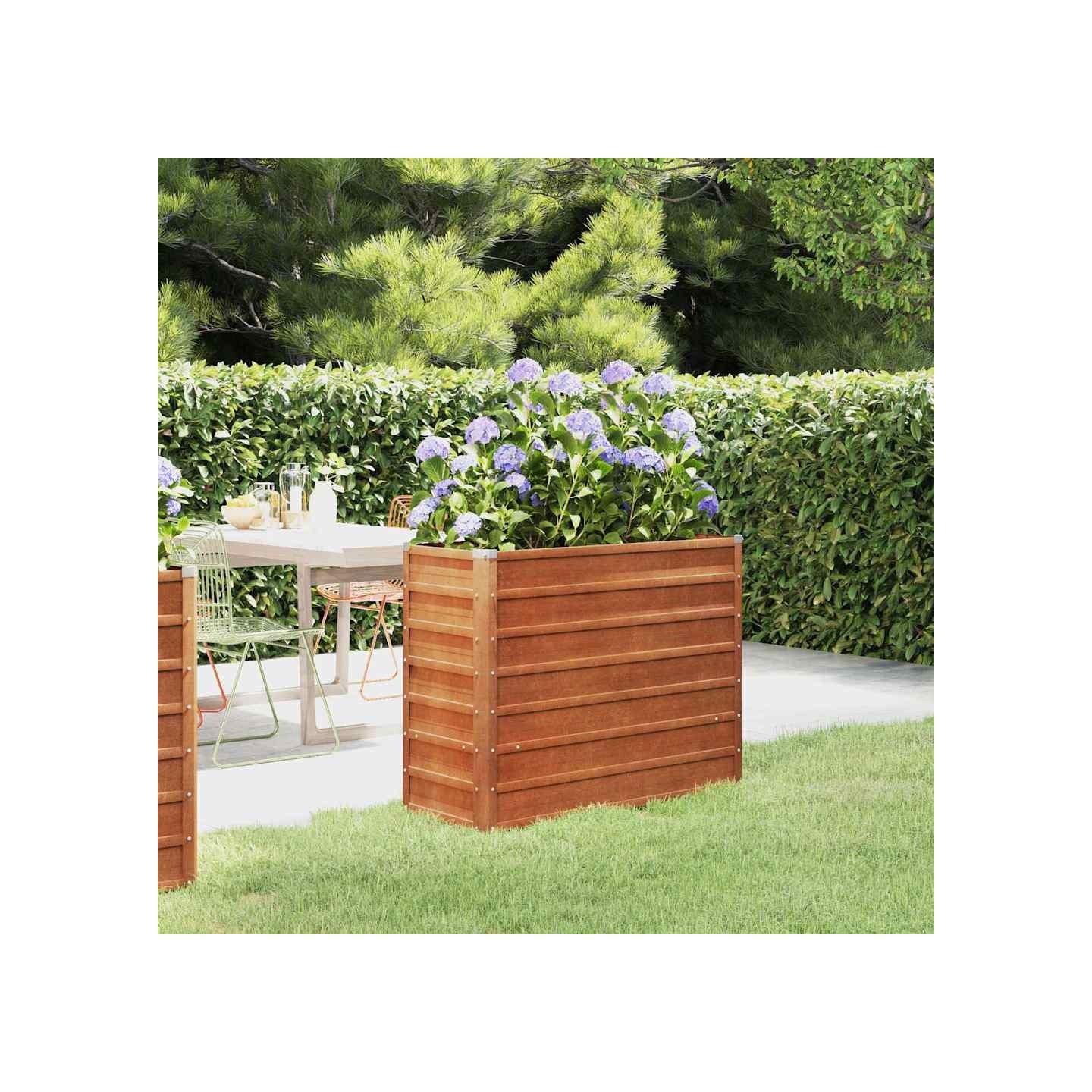 Lit surélevé de jardin rouillé 100x40x77 cm acier corten